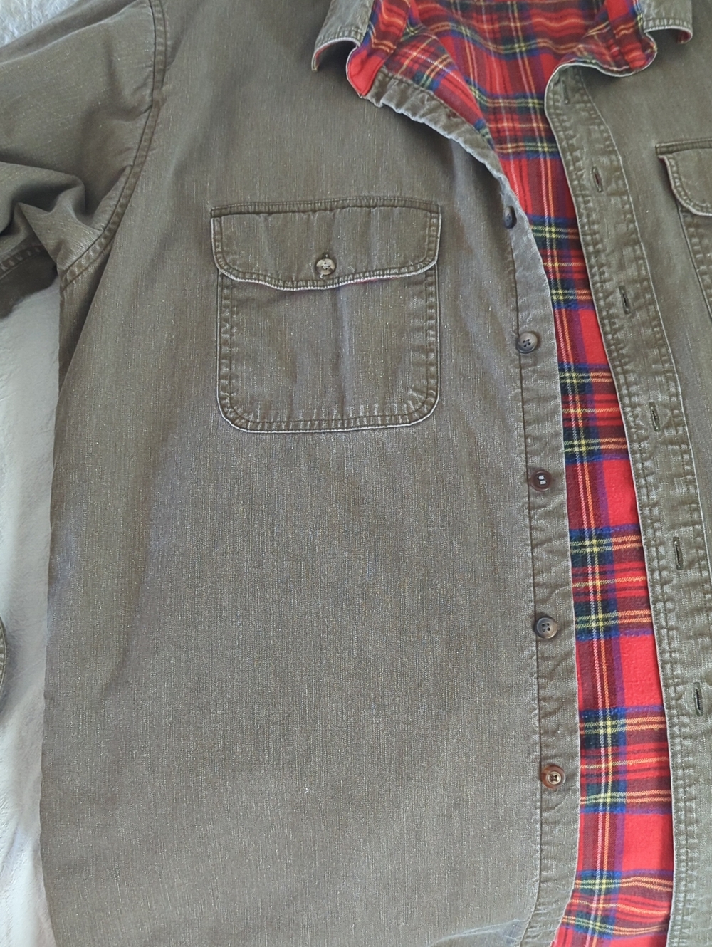 Vintage L.L. Bean Flannel Lined Canvas Hurricane Shirt Jacket Men L Made in USA - Picture 7 of 9